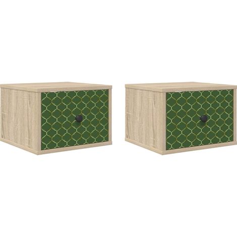 Maison Exclusive - Mobiletto da comodino a parete GELEEN 2 pz Rovere Sonoma (1/5)