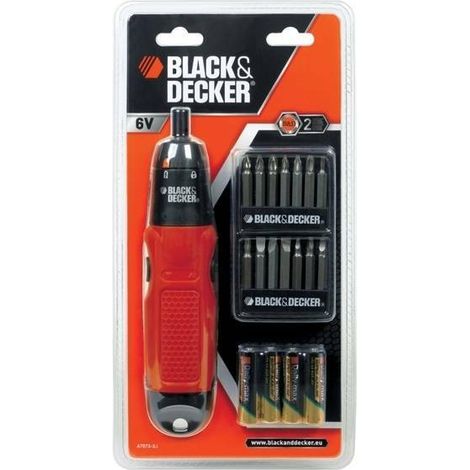 Black & Decker – Tournevis électrique sans fil 6V – 14 embouts – Couple 2,9Nm – Mode électrique et manuel – Pour espaces confinés