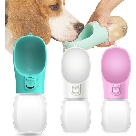 Gobelet d’eau portable pour chien et chat – 300ml – Bol intégré, étanche, pratique en balade – Vert (1/5)