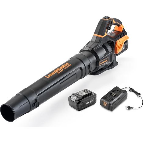 LawnMaster MX 24 V soffiatore di foglie a batteria con ventola assiale, potente soffiatore da giardino senza fili con batteria agli ioni di litio MX 24 V e caricatore