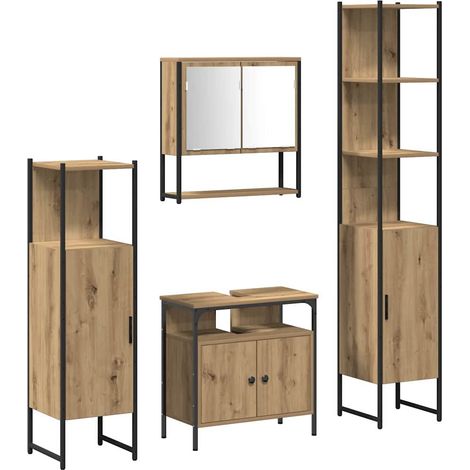 Maison Exclusive - Badezimmermöbel Set mit Regal 4 pcs Artisan-Ei
