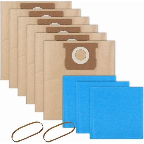 Convient aux aspirateurs Stanley d'une capacité de 5,6 gallons (environ 19,23 litres). Comprend un sac en papier, un sac en tissu bleu et un joint en caoutchouc. (1/4)