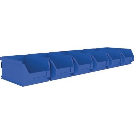 Cassetta portaoggetti frontale aperta H75xB602xT180mm in acciaio zincato con cassette portaoggetti frontali aperte 6 x MK5 blu MAUSER