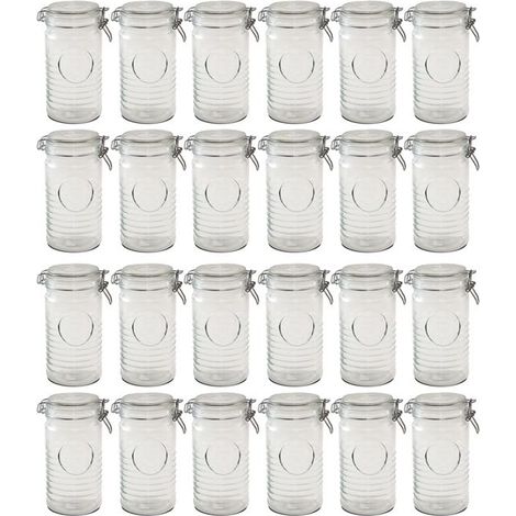 Bocaux hermétiques en verre - JUANIO - Lot de 24 - 0,7 L - Couvercle à clip - Diamètre 10,2 cm (1/5)