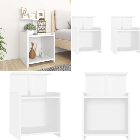 Nachttische 2 Stk. Weiß 40x35x60 cm Holzwerkstoff - Nachttisch - Wohnzimmer Deko - Holz Sideboard - Weißer Nachtschrank - Kommode - Home & Living