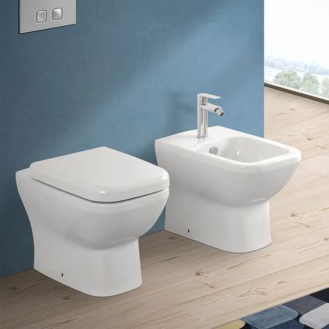 Sanitari filomuro senza brida Rimless scarico universale e copriwc Square (1/5)