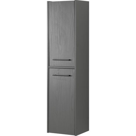 Colonna bagno sospesa 140 cm grigio effetto legno 2 ante soft-close Sofia (1/5)