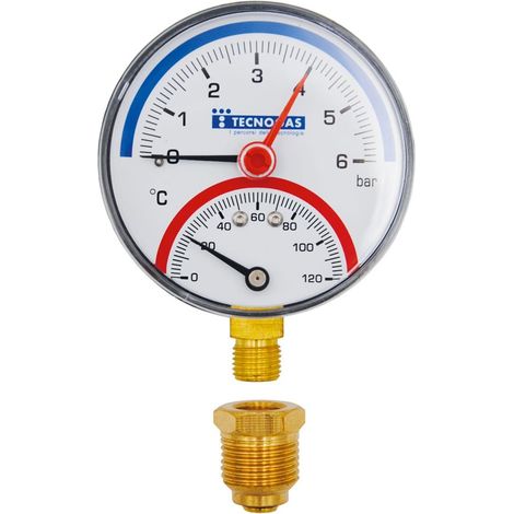 Termomanometro diametro ø 80 mm - 0 ÷ 6 bar - 0 ÷ 120° - attacco posteriore 00000R01571 (1/2)