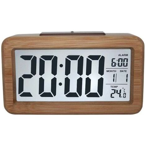 Sveglia Radio Vintage in Legno Massiccio, Sveglia Elettronica Moda Inteligente, Orologio da Tavolo Classico (1/3)