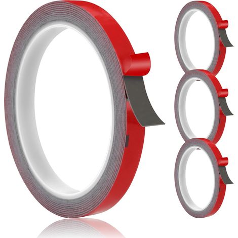 Nastro adesivo biadesivo extra forte, lungo 3 m – 12 m x 10 mm (4 x 3 m) – impermeabile, estremamente durevole per uso esterno, riparazioni auto, montaggio LED e progetti fai da te. (1/5)