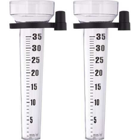 Transparent Lot de 2 pluviomètres, à Fixation, Compteur pour Le Jardin, Gros Affichage, 35 mm/m², Plastique, 2er Pack 10025387 (1/5)