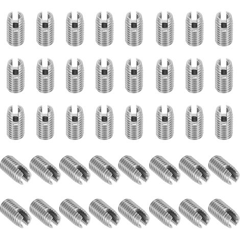 Insert Fileté Auto-Taraudeurs, 40 Pcs M6 x M10 x 18mm Acier Inoxydable 303 Filetage Adaptateur Réducteur Vis à Fente Inserts de Réparation Écrous Manchon (1/5)