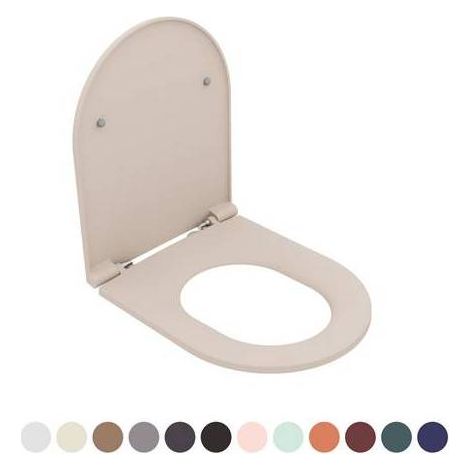 Sedile WC in termoindurente, per vaso serie Infinity sospeso. Con sgancio rapido e chiusura rallentata (velocità regolabile). Collezione esclusiva disponibile in 13 finiture.(DianFlex) Misura: