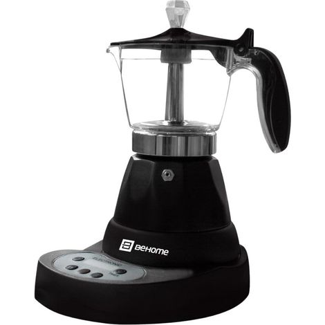 Cafetiere Italienne Electrique Programmable, Moka electrique 3 Tasses avec reducteur 1 tasse, Arret automatique, entretien cafe chaud pour 30 min, base rotative a 360 °, noire (1/5)