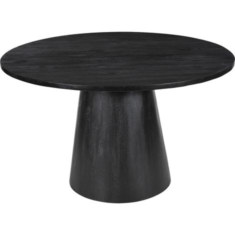 TOMMY - 130 - Table à manger ronde en bois de manguier noir D130 cm