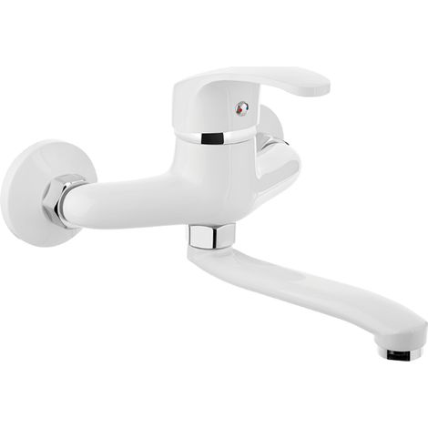Grifo para lavabo de baño de pared Kakadu, blanco (1/2)