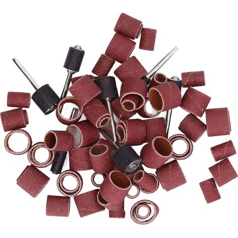 Jeu de Manchons de Ponçage 132 Pièces, Rouleaux de Ponçage pour dremels, Jeu de Tambours de, Bandes Abrasives avec Support en Caoutchouc, Accessoires D'outils Rota (1/5)