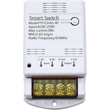 Module relais Tuya Wifi 30A 85-250V, interrupteur intelligent DIY, contrôleur RF 433 MHz, application SmartLife, minuterie vocale, télécommande (1/5)