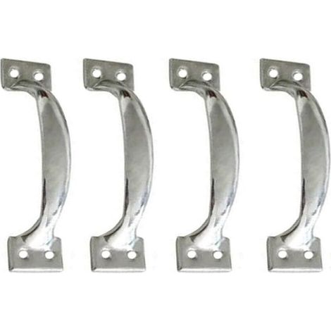 Lot de 4 poignées de porte de grange vintage pour armoires de cuisine, centre du trou : 101 mm, fer argenté (1/5)