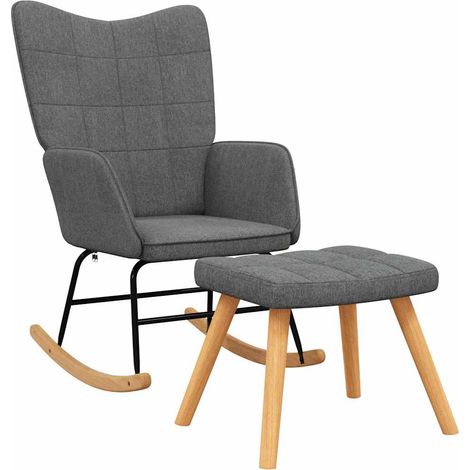 Maison Exclusive - Schaukelsessel mit Hocker Dunkelgrau Stoff