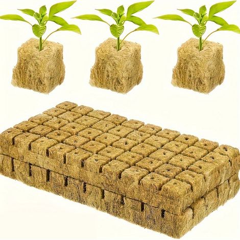 100 blocs de semis en coton de roche respirant, blocs de plantation sans terre pour le jardinage, idéal pour l'intérieur et l'extérieur (25 x 25 x 25 mm)
