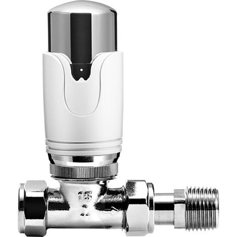 TRV Straight White and Chrome Thermostatic Radiator Valve 15mm