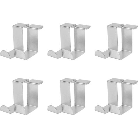 Lot de 12 crochets de porte arrière en acier inoxydable, crochets de rangement pour vêtements et vêtements dans les placards de cuisine, crochets d'organisation, crochets argentés (1/5)