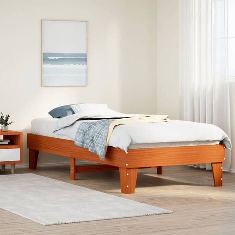 Estructura de cama sin colchón madera maciza marrón 75x190 cm