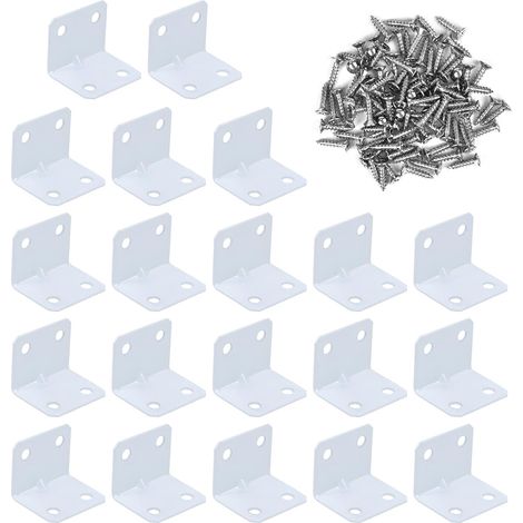 CCYKXA 20 Pieces Stainless Steel Corner Brace 90 Degree Right Angle Brackets with 80 Fixing Screws for Wooden Chair Furniture Cabinet (White) (1/5)