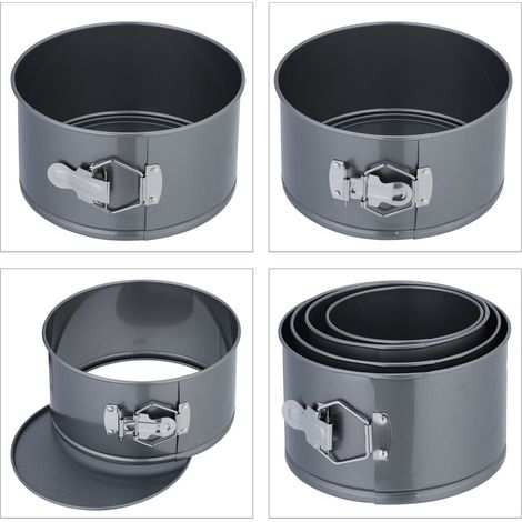 Set di 4 teglie rotonde antiaderenti per torte e brownies facile cottura 28 x 28 x 10 cm in acciaio inossidabile argentato 130013387
