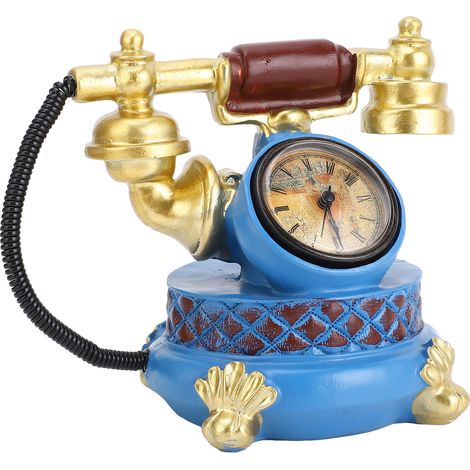 Elegante Vintage-Telefonuhr aus Kunstharz, ein stilvolles Retro-Tischaccessoire für Zuhause, Büro oder Küche. (1/5)
