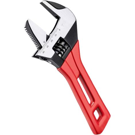 Clé à cliquet réglable de 15,2 cm - Clé à pipe à large ouverture - Poignée antidérapante pour l'entretien de la plomberie - Cliquet réglable compact avec poignée (1/4)