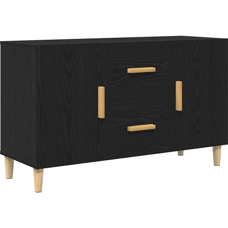 Buffet，Bahut，Meuble de Rangement chêne noir 100x36x60 cm bois d'ingénierie CFW56138 (1/5)