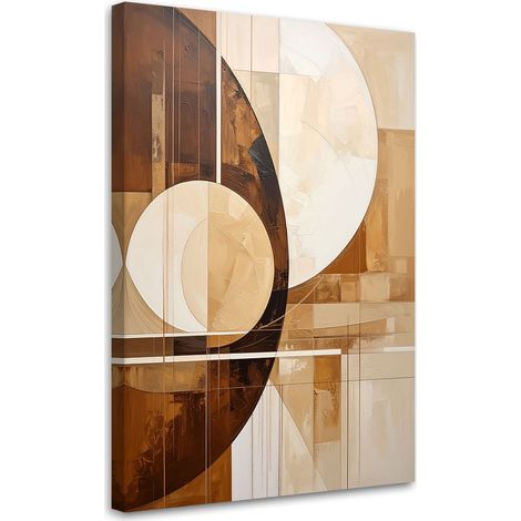 Wandbild Abstrakte Kreise Formen in Beigetönen und Brauntönen 70x100 cm (1/5)