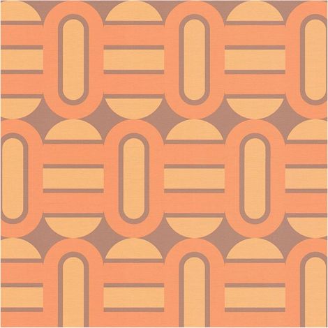 Retro wallpaper wall Profhome 395362 hot embossed non-woven wallpaper slightly textured with geometric shapes matt brown orange saffron yellow 4,5 m2 (1/5)