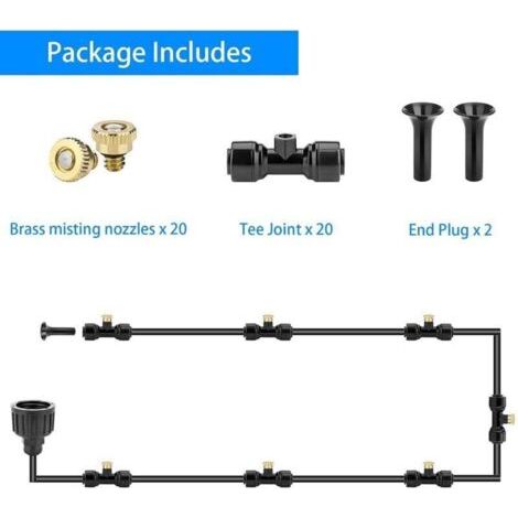 Kit de système d'irrigation extérieur 20 pièces , buse en laiton pour jardin , buse de brumisation avec 2 bouchons pour jardin patio DIY