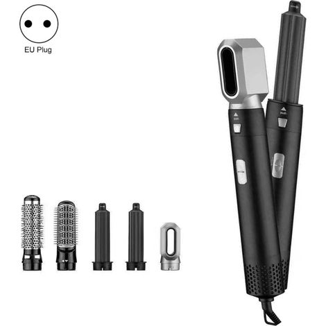 (Noir) Peigne à air chaud 5 en 1, sèche-cheveux automatique pour boucler et lisser (1/5)