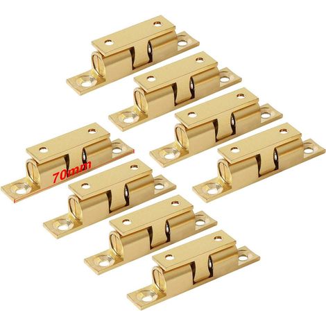 Laiton Double Loqueteau à Billes 70mm Rouleau Loquetaux Fermeture pour Placard Meubles Porte Armoire Loquet Serrure de Portiere 8 Pcs (1/5)
