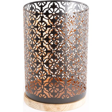 TrendLine Windlicht Ø 15x21,5 cm, schwarz-gold Metall Kerzenlichtzauber (1/2)
