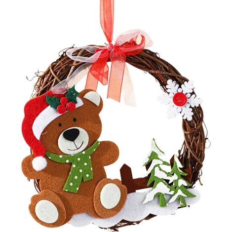 Mini guirlande de brindilles de Noël à suspendre, décoration de couronne, Père Noël, bonhomme de neige, ours, renne, décoration de sapin de Noël (1/5)
