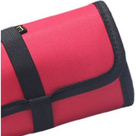 Werkzeugtasche aus Oxford-Gewebe zum Aufrollen, mehrere Fächer, dicker Tragegriff, Reißverschluss, für Elektriker, rot (1/2)