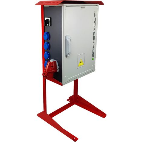 Tableau électrique de chantier OS-S/FI SET 2x32 A 1x16 A CEE MENNEKES avec 8 prises 230 V sur support, disjoncteur différentiel, tableau électrique portable pour chantier, coffret électrique avec prot (1/4)