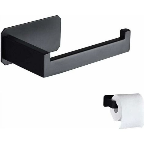 Stainless Steel Toilet Paper Holder, Original Wall-Mounted Toilet Paper Dispenser, No Drilling Required, Black, 3M Adhesive Toilet Paper Holder for Bathroom Decoration, Toilet Accessory, Kitchen Acces