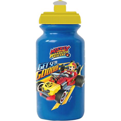 Borraccia blu per bambini in plastica Disney Mickey Mouse da 380 ml con chiusura antigoccia e banda antiscivolo