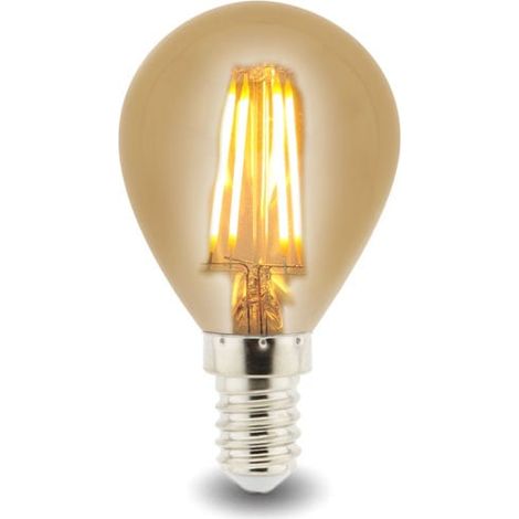 IluminaShop - Bombilla LED Filamento E14 G45 4W Ambar Blanco Calido 2300K