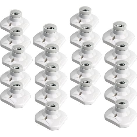 Lot de 20 douilles à vis E27 pour plafonnier, douille pour éclairage de garage E27, courant 220-240 V, douille pour ampoule LED, douille pour plafonnier E27, douille pour applique murale en plastique,