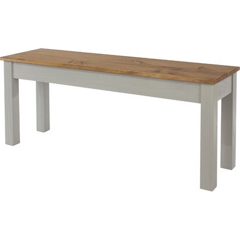 Linea Bench for 1200 mm Table - Pine - L30 x W105 x H45 cm - Grey/Antique Waxed Pine - Flat Packed