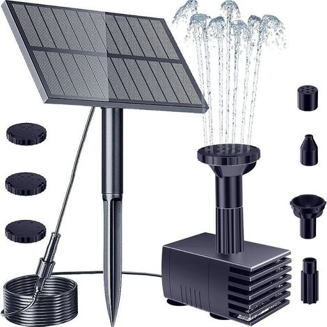 Pompes solaires pour fontaine d'extérieur - Pompe de bassin solaire - Fontaine solaire pour extérieur avec filtre - Pompe solaire pour fontaine - 6 buses pour colibri, bassin, piscine, aquarium (1/5)