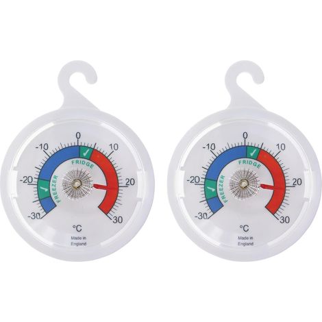 Lot de 2 thermomètres à cadran pour réfrigérateur - 65 mm - Avec zones colorées (1/4)