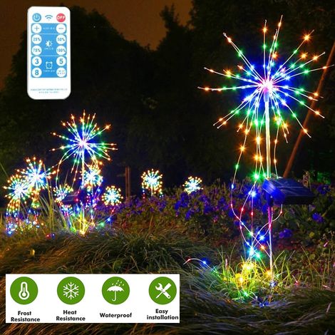 Feux D'Artifice Lumières Solaires Décoration De Jardin En Plein Air Étanche Fil Cuivre Chaîne Noël Halloween Colorées (1/5)